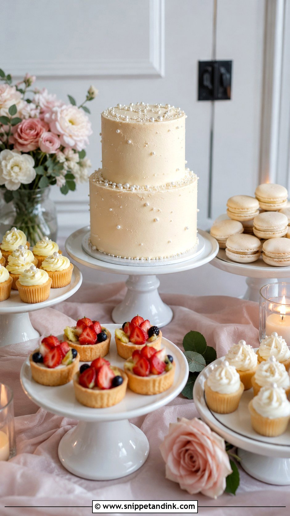 Mini Wedding Cake Dessert Table - Snippet and Ink - 20 Assorted Wedding Dessert Table Ideas