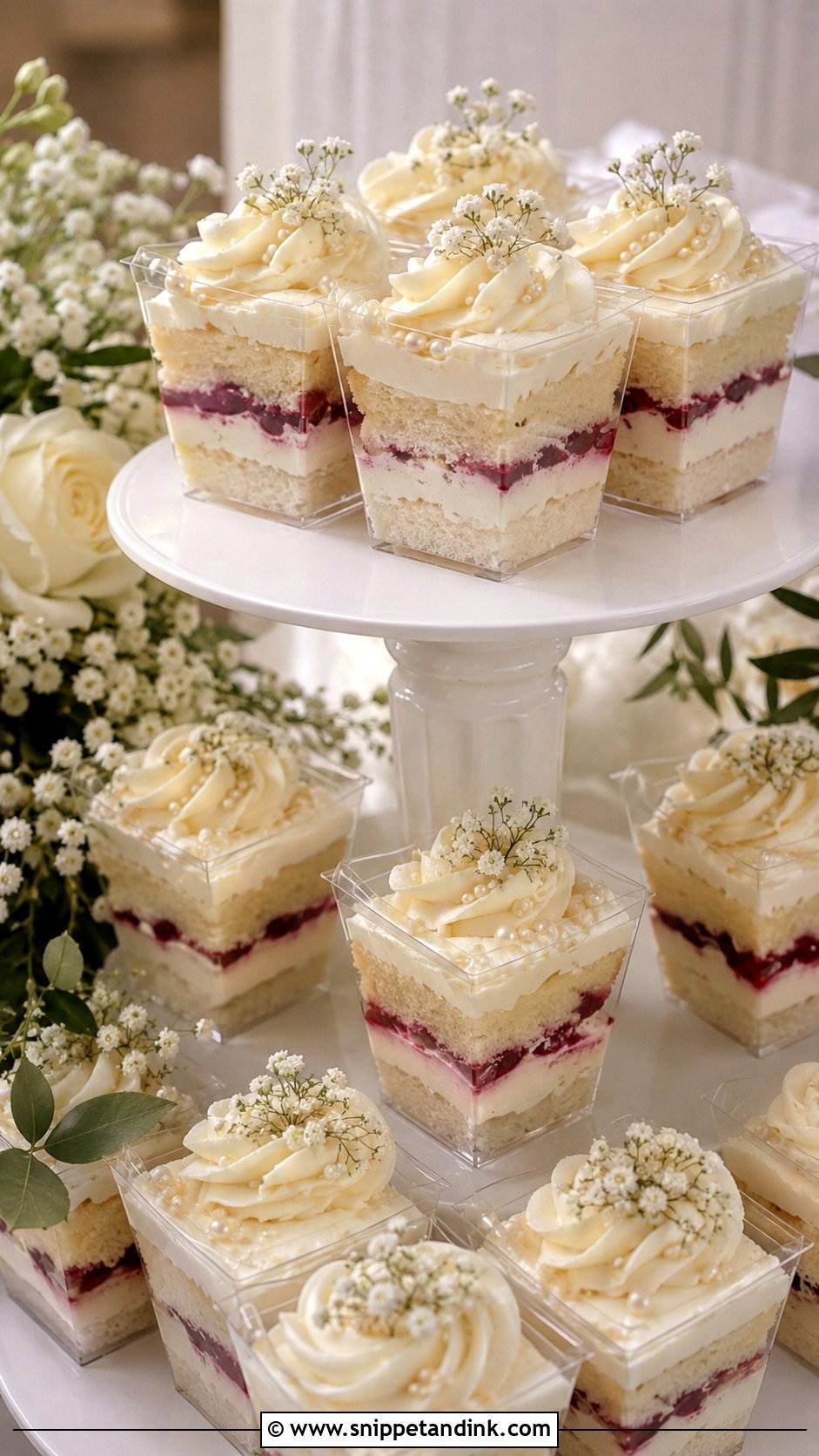 Mini Wedding Cake Parfait Cups - Snippet and Ink - 20 Cake Cups Ideas for Wedding