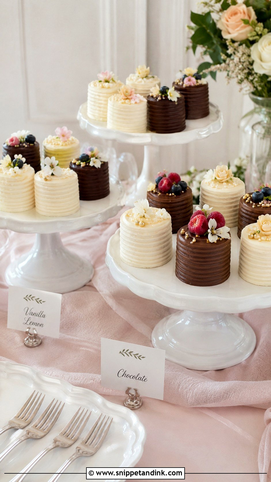 Mini Wedding Cake Station - Snippet and Ink - 20 Wedding Cake Station Ideas