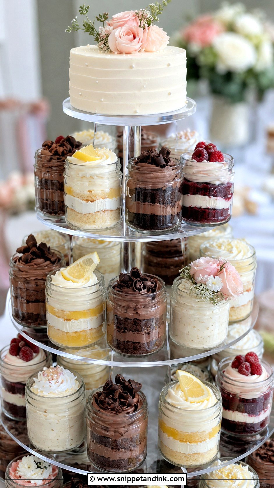 Mini Wedding Cake Tower In A Jar - Snippet and Ink - 25 Wedding Cake Ideas in a Jar