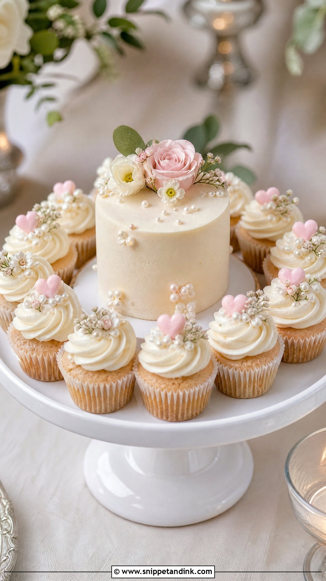 Mini Wedding Cake With Cupcakes - Snippet and Ink - 20 Wedding Cakes with Cupcakes
