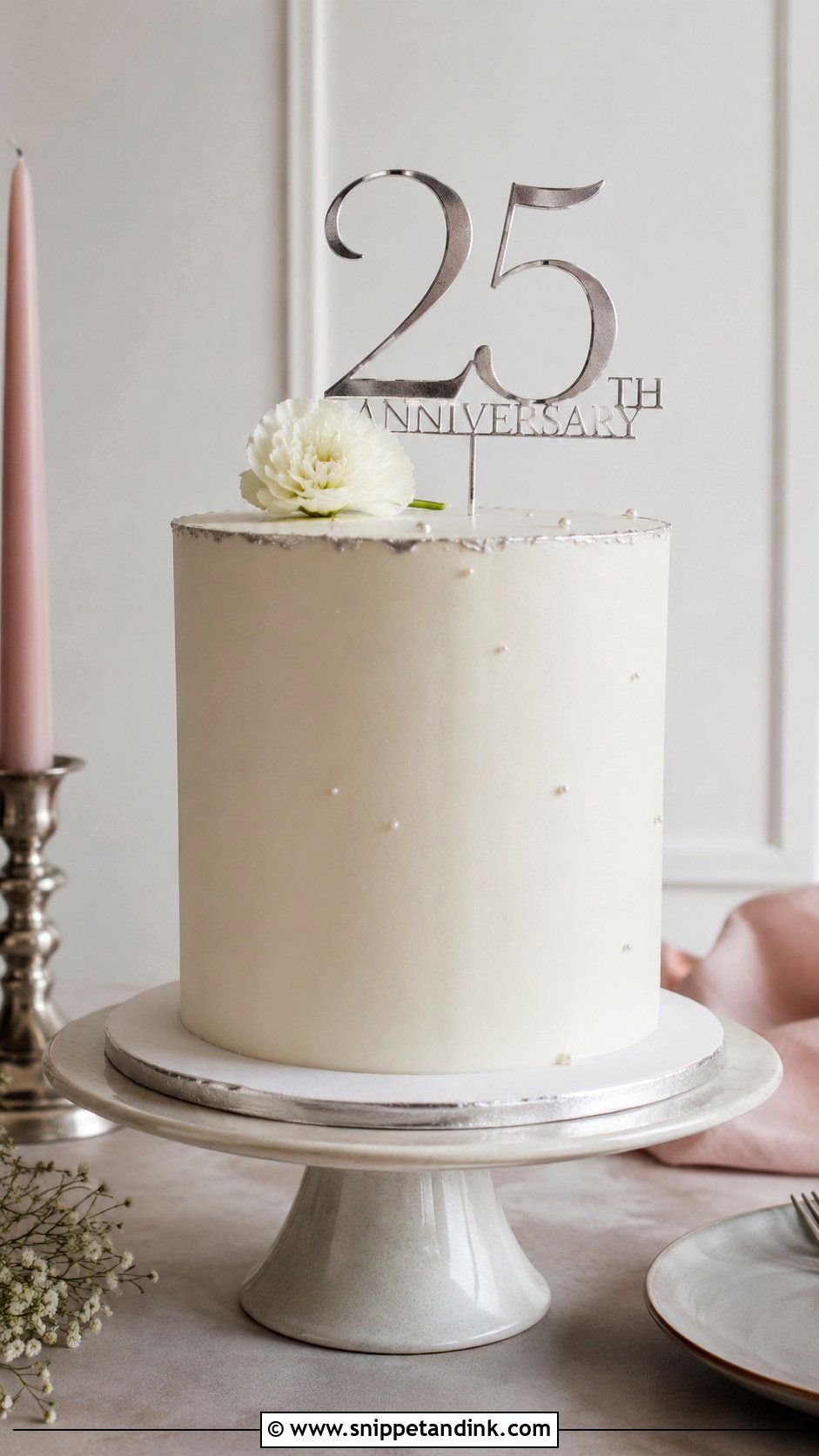 Minimal 25th Anniversary Cake - Snippet and Ink - 20 25th Anniversary Cake Design Ideas