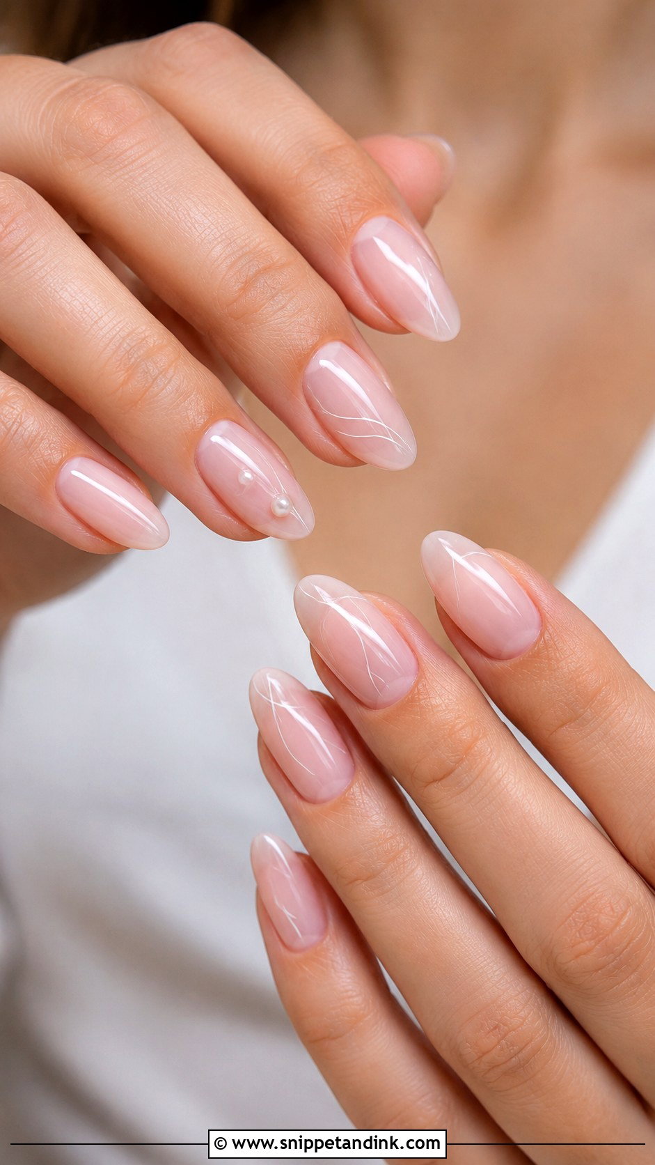 Minimal Almond Wedding Nails - Snippet and Ink - 20 Almond Wedding Nail Inspo for Bride Ideas