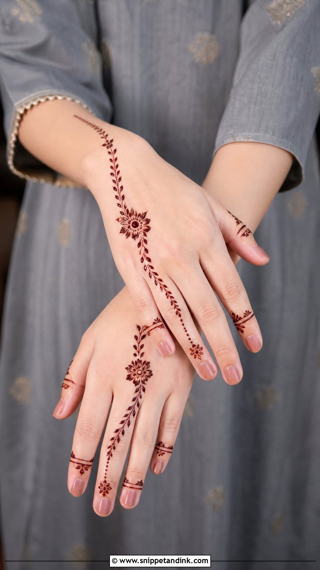 Minimal Arabic Back Hand Mehndi Design - Snippet and Ink - 30 Latest Arabic Back Hand Mehndi Designs