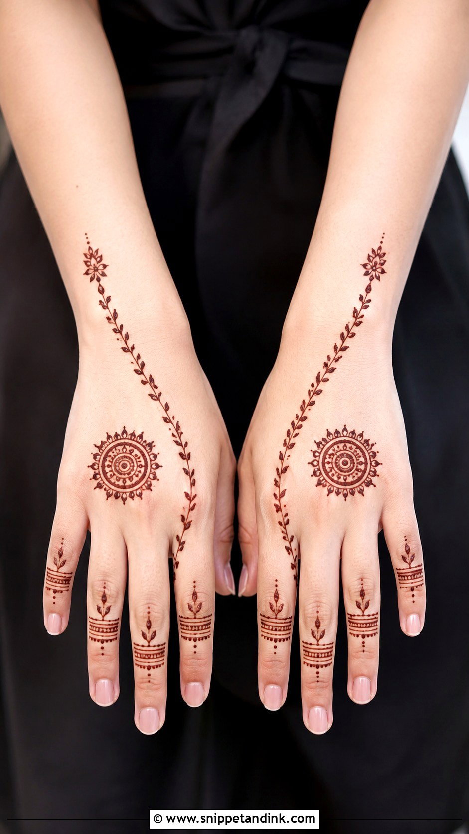 Minimal Back Hand Engagement Mehndi Design - Snippet and Ink - 30 Back Engagement Mehndi Designs