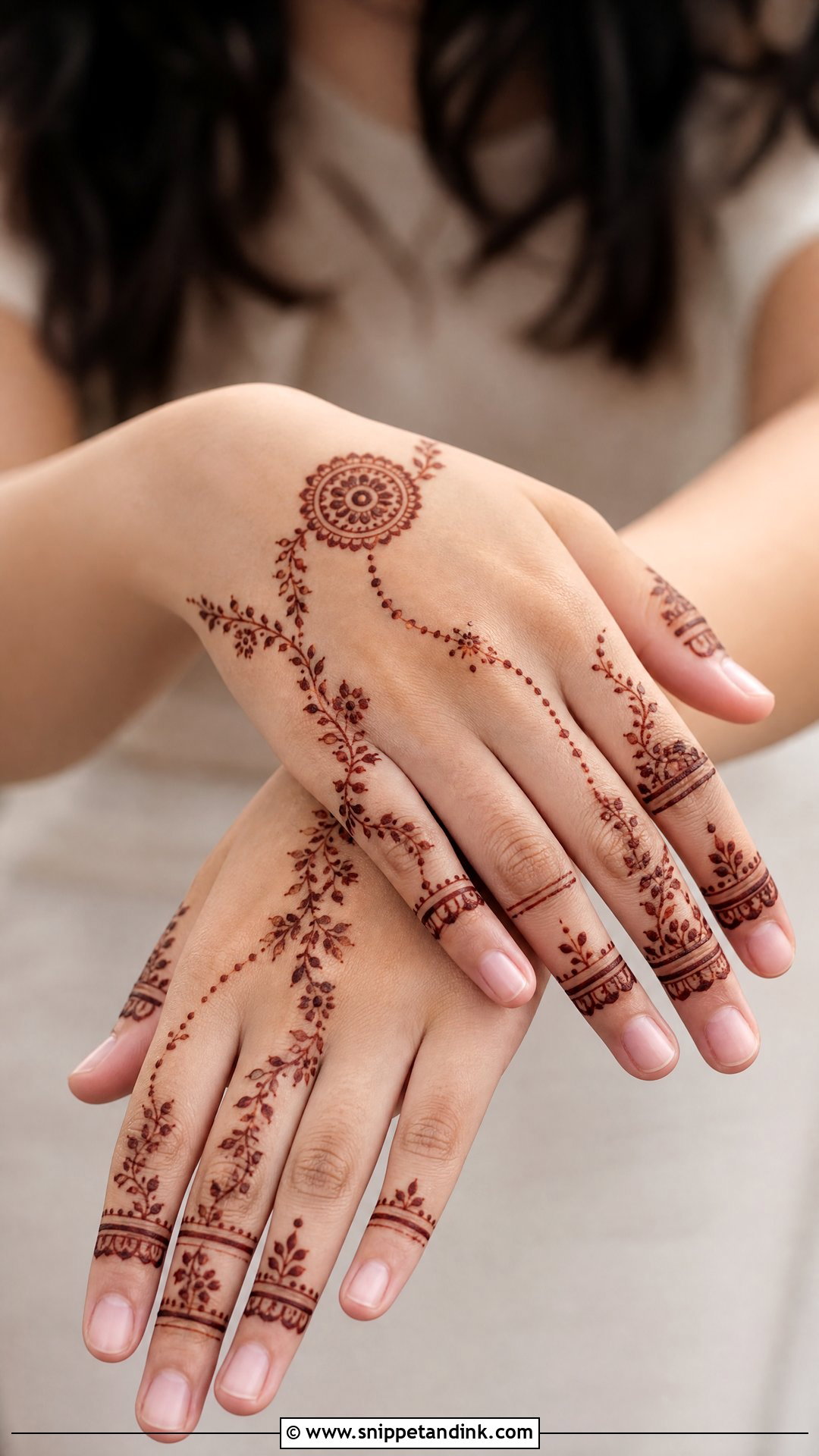 Minimal Back Hand Engagement Mehndi Design - Snippet and Ink - 20 Back Hand Engagement Mehndi Designs