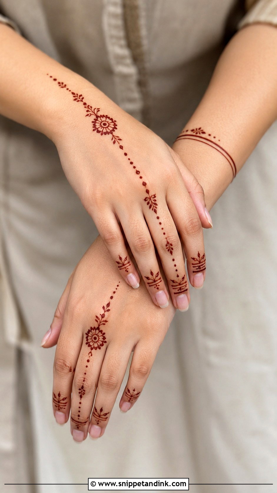Minimal Back Hand Mehndi Design - Snippet and Ink - 30 Simple Easy Back Hand Mehndi Design Ideas