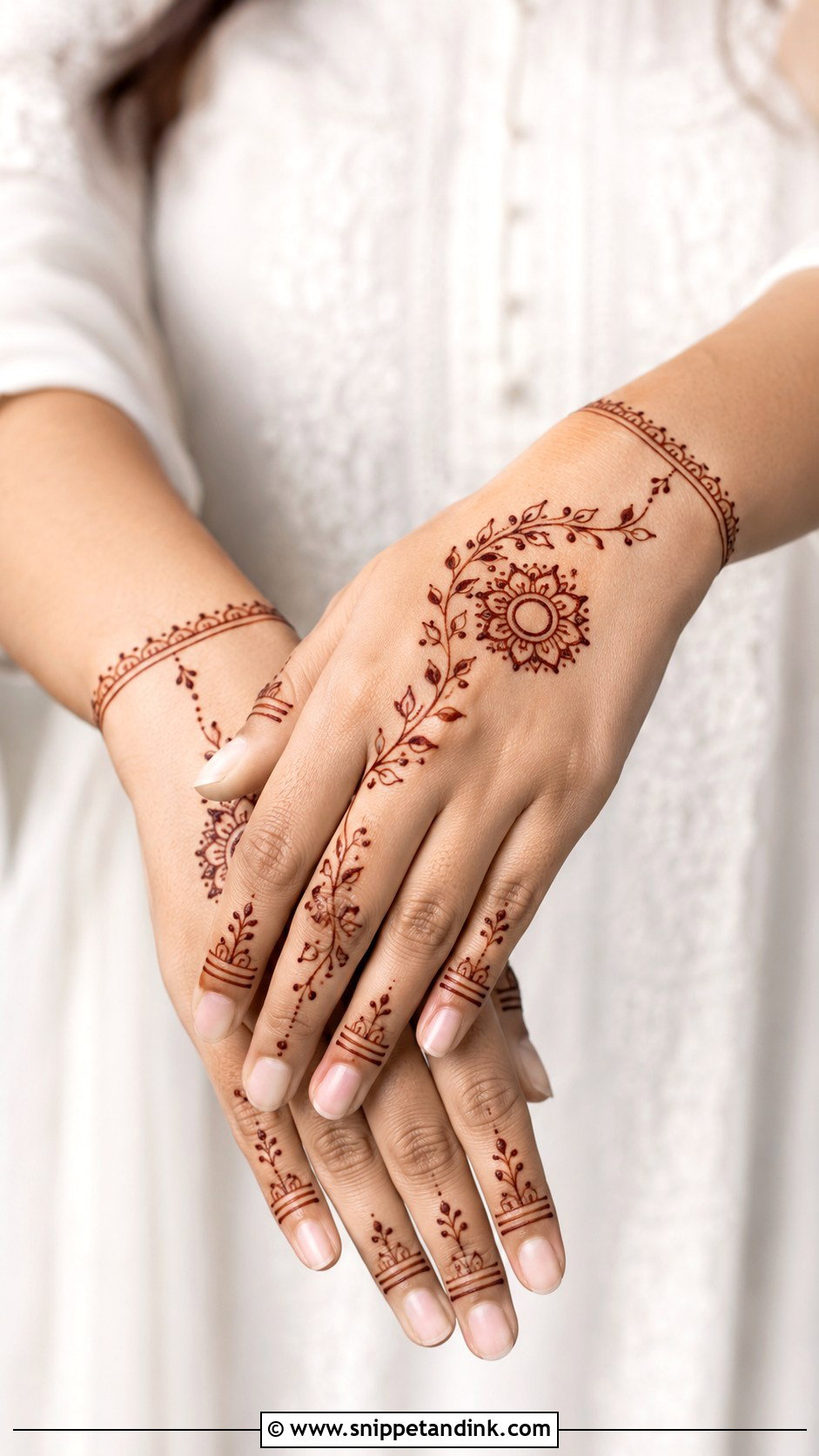 Minimal Back Hand Mehndi Design - Snippet and Ink - 35 Back Hand Mehndi Design Ideas