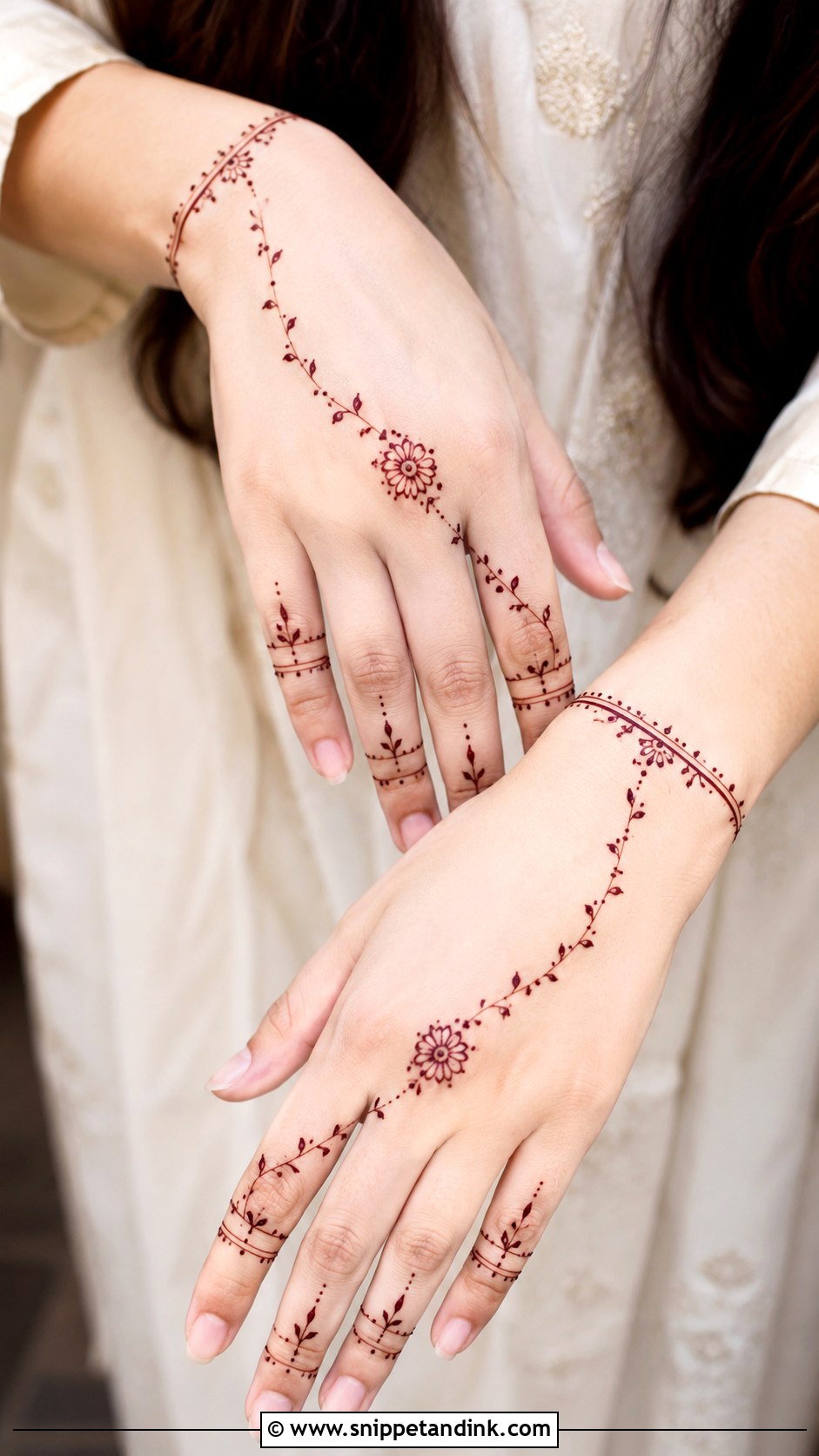 Minimal Back Hand Mehndi Design - Snippet and Ink - 35 Back Hand Mehndi Designs