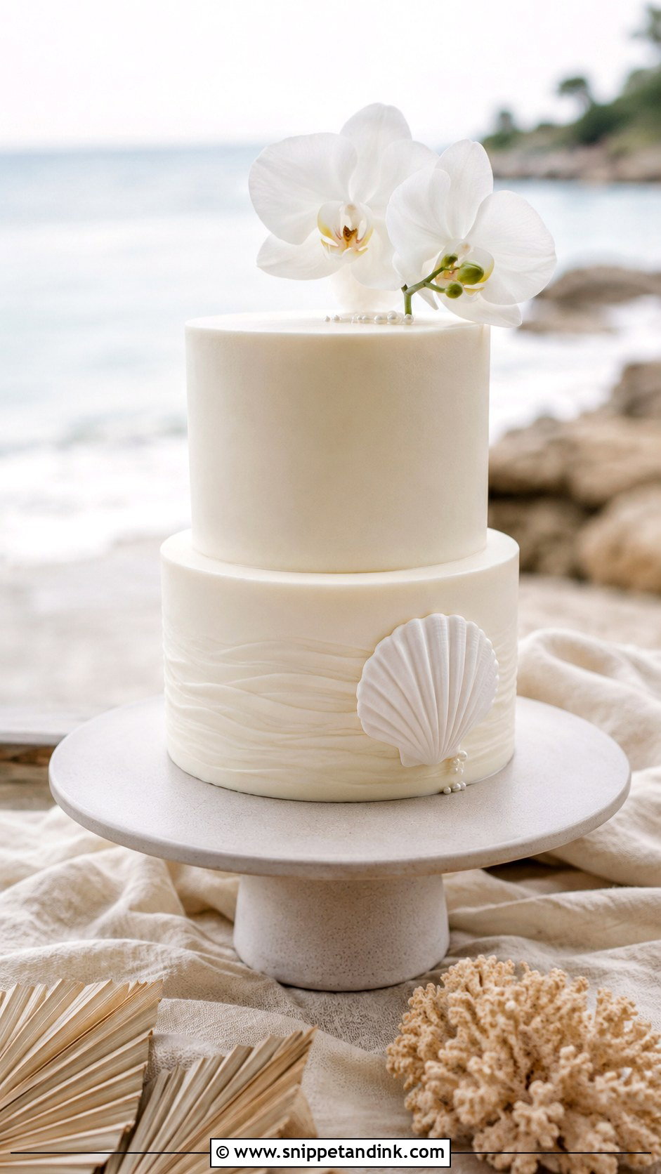 Minimal Beach Wedding Cake - Snippet and Ink - 20 Beach Wedding Cake Ideas