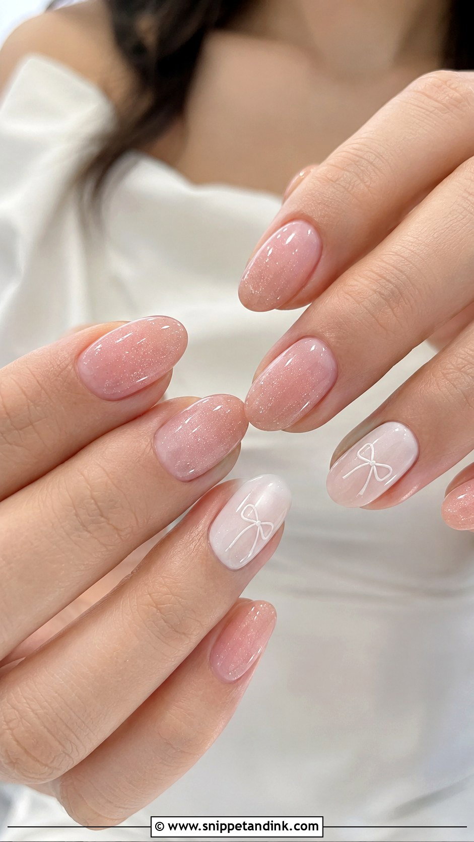 Minimal Bow Wedding Nails - Snippet and Ink - 20 Wedding Season Nails