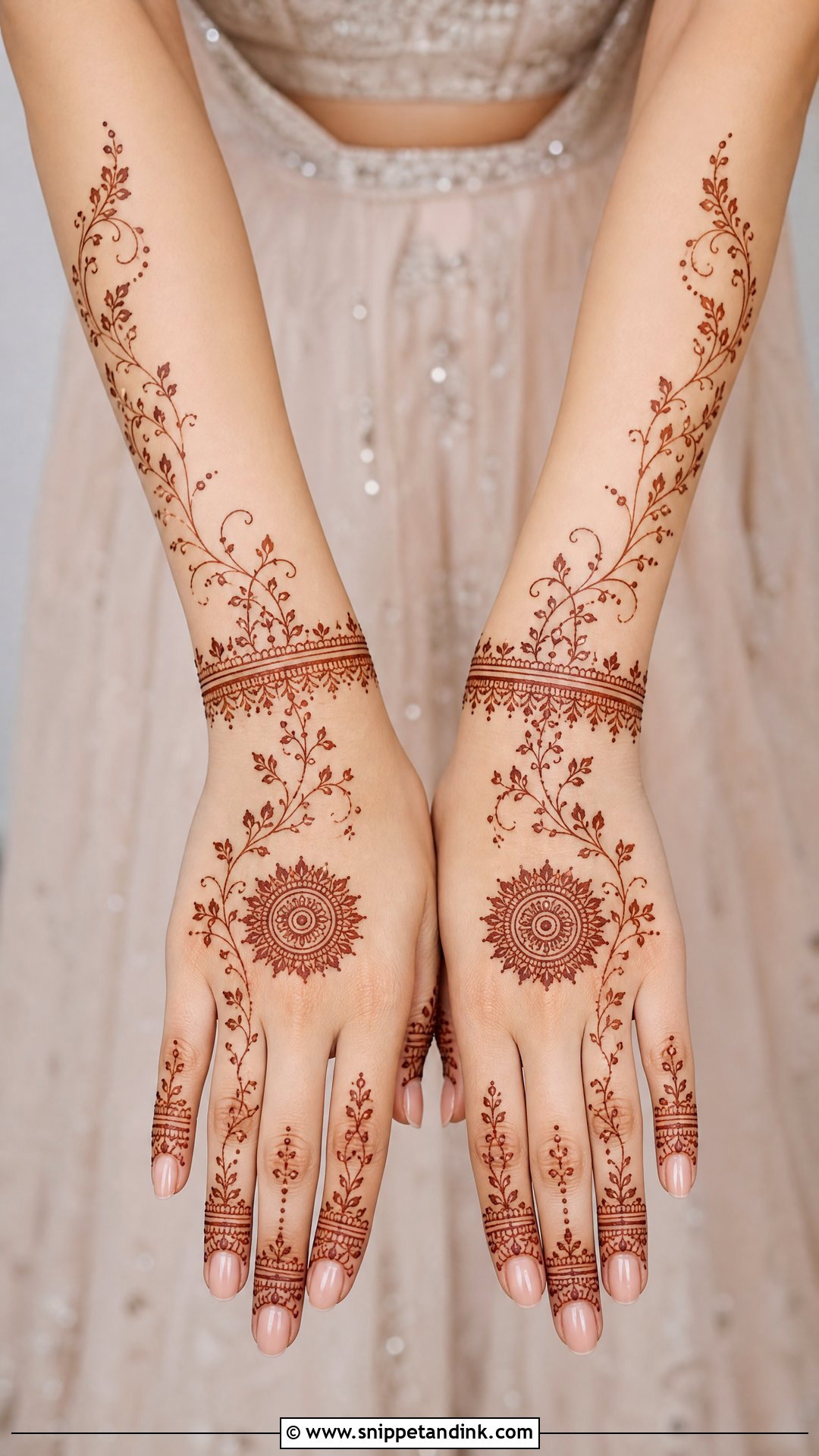Minimal Bridal Back Full Hand Mehndi Design - Snippet and Ink - 25 New Bridal Back Full Hand Mehndi Designs