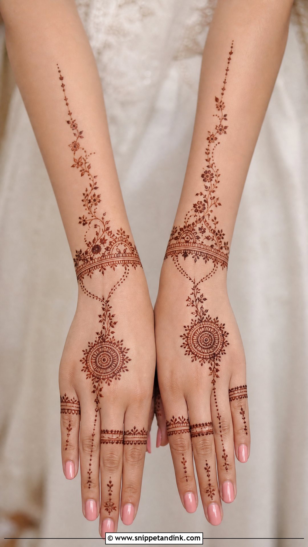 Minimal Bridal Back Full Hand Mehndi Design - Snippet and Ink - 20 Bridal Back Full Hand Mehndi Designs