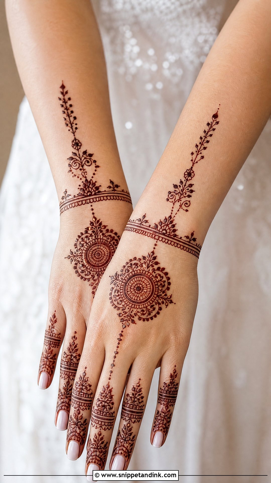 Minimal Bridal Back Hand Mehndi Design - Snippet and Ink - 20 Latest Bridal Back Hand Mehndi Designs
