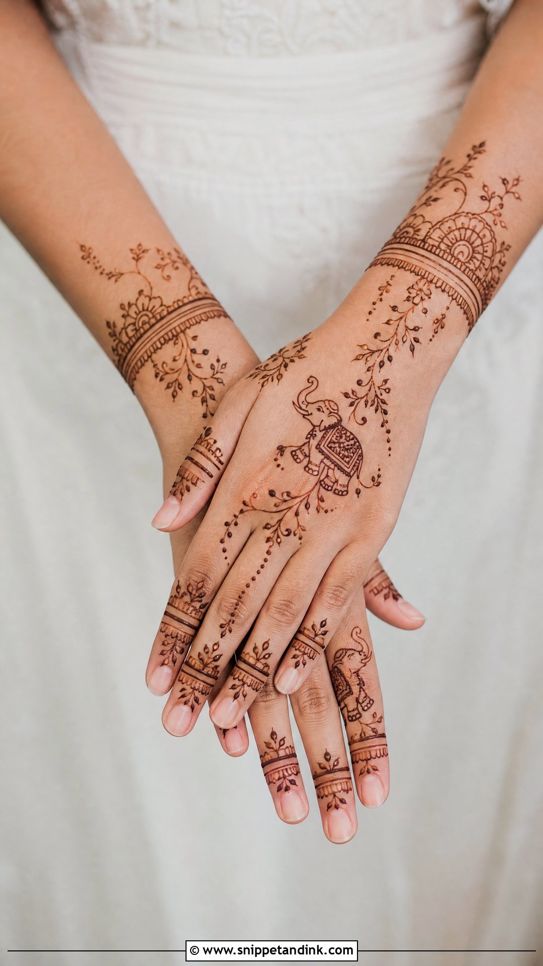 Minimal Bridal Elephant Mehndi Design - Snippet and Ink - 20 Bridal Elephant Mehndi Designs