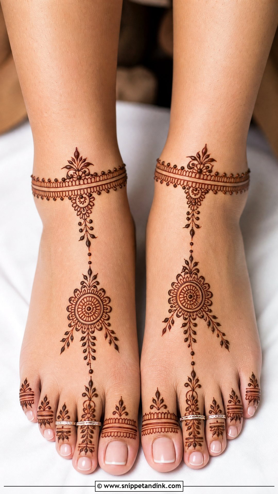 Minimal Bridal Feet Mehndi Design - Snippet and Ink - 20 Bridal Henna Feet Mehndi Designs