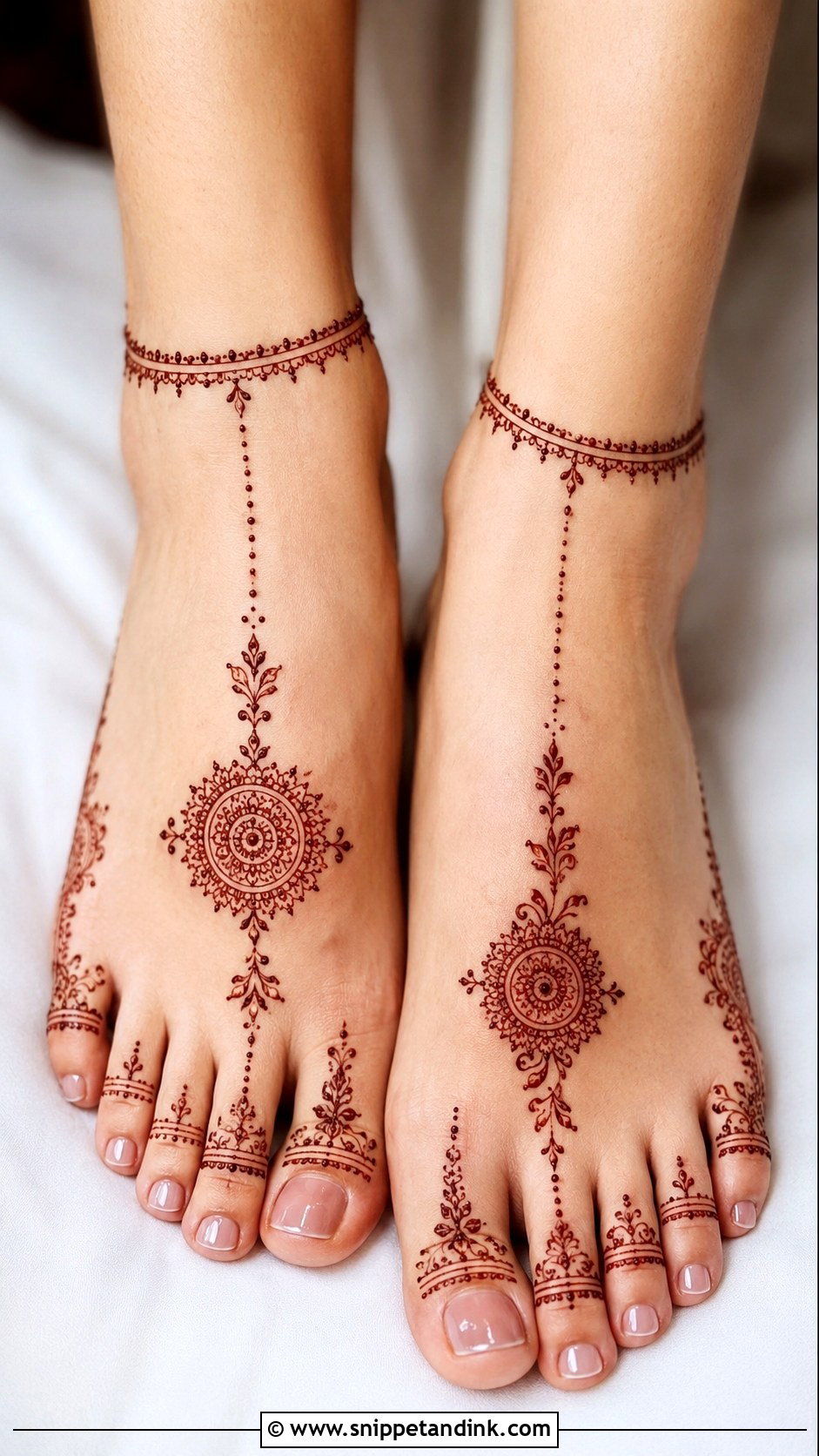 Minimal Bridal Foot Mehndi Design - Snippet and Ink - 30 Bridal Mehndi Designs for Foot