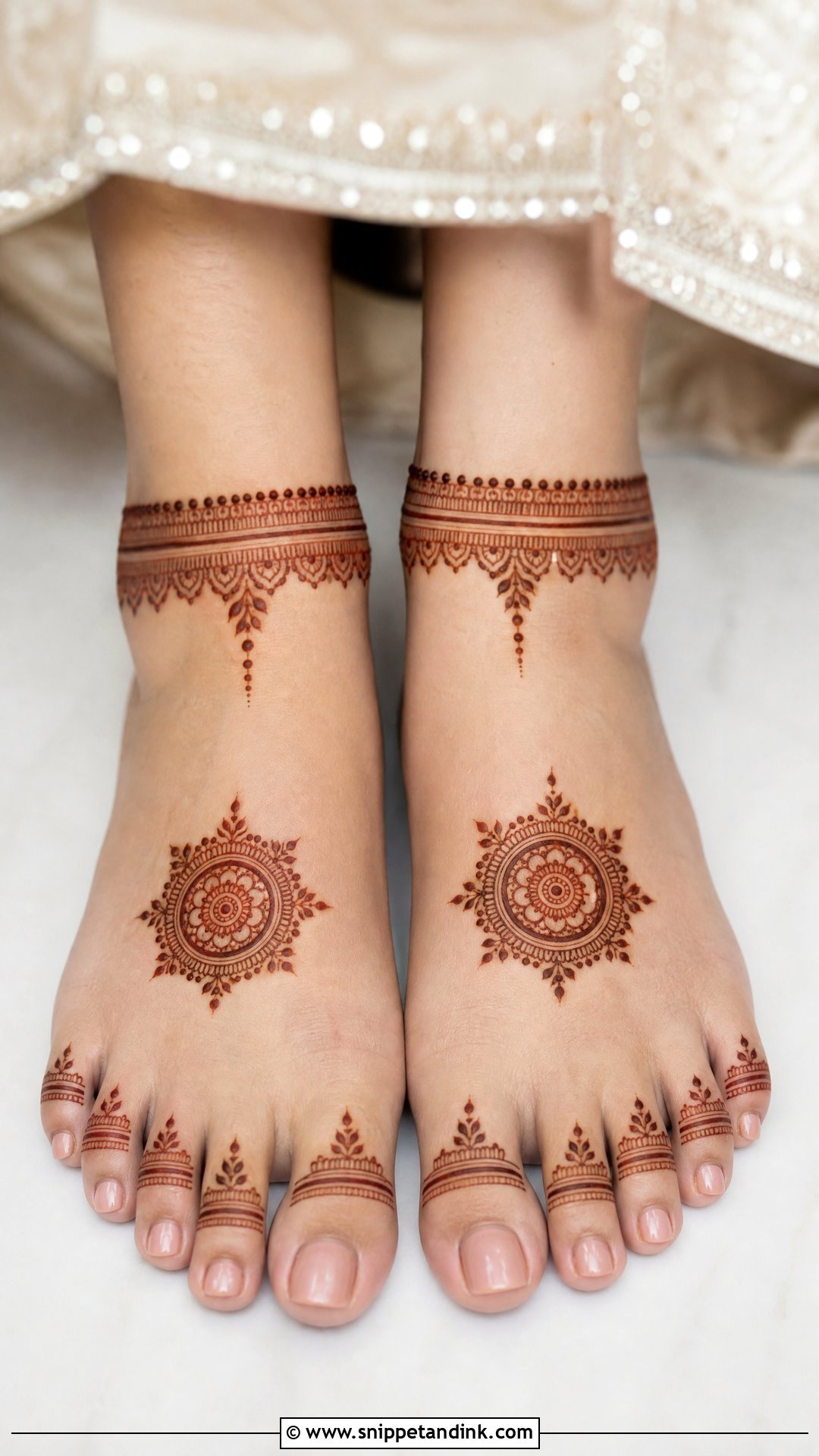 Minimal Bridal Foot Mehndi Design - Snippet and Ink - 20 Bridal Mehndi Designs Feet Brides