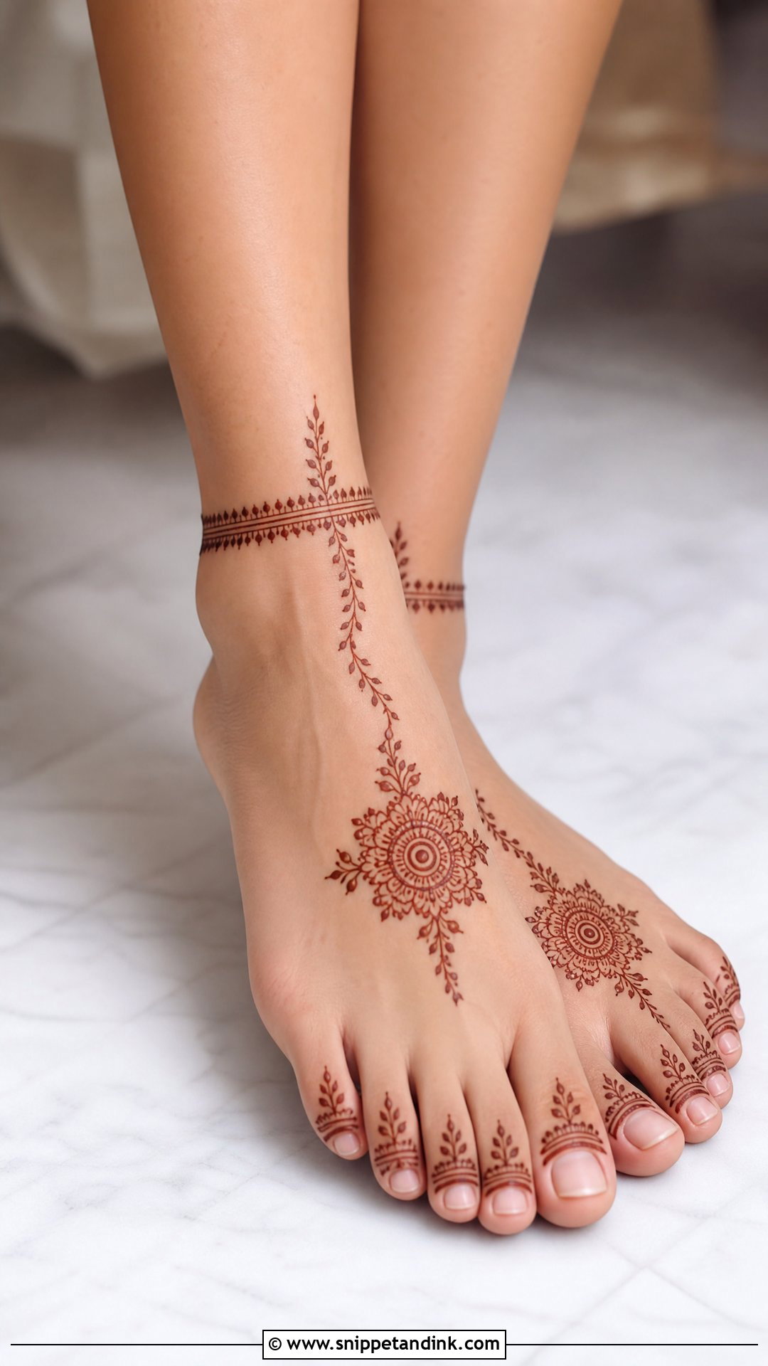 Minimal Bridal Leg Mehndi Design - Snippet and Ink - 20 Bride Lag Mehndi Design Ideas