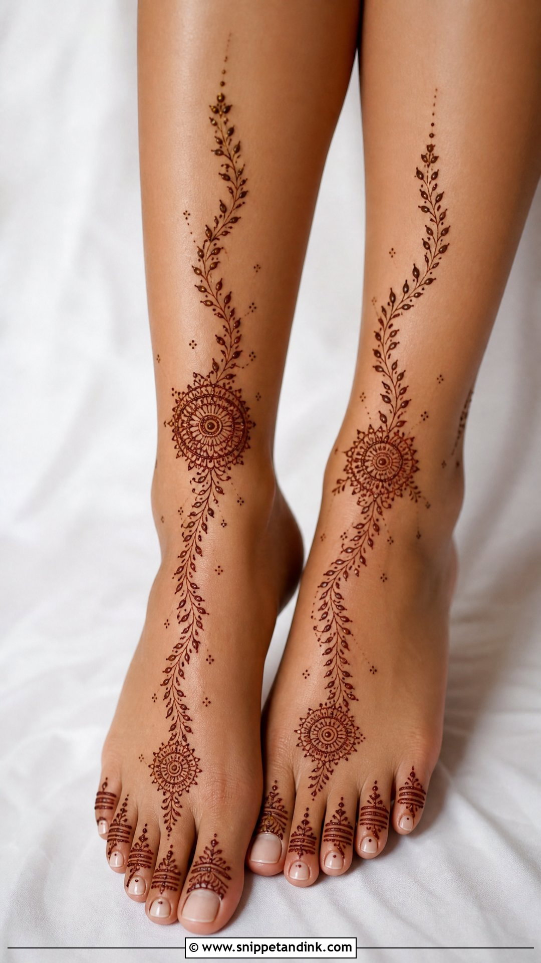 Minimal Bridal Leg Mehndi Design - Snippet and Ink - 20 Legs Bridal Mehndi Designs