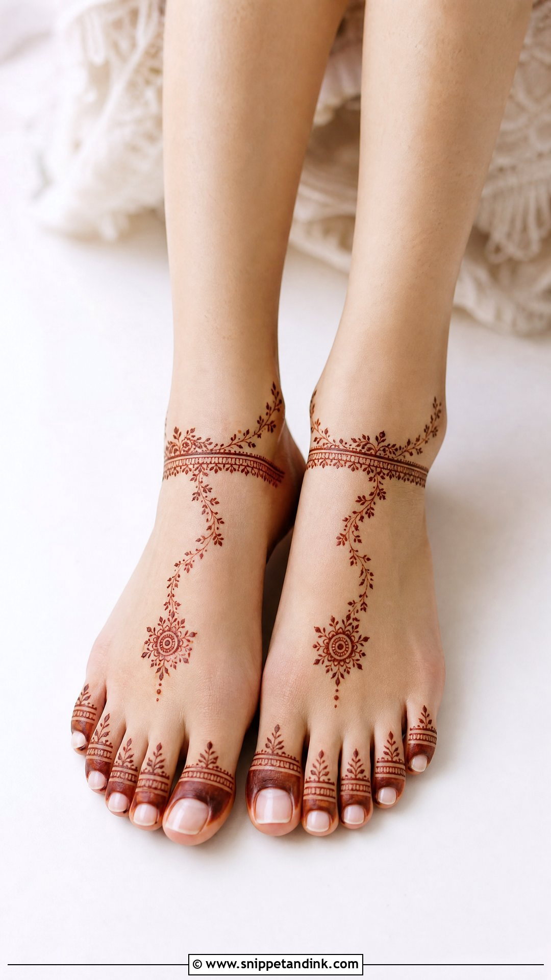 Minimal Bridal Leg Mehndi Design - Snippet and Ink - 20 Simple Indian Bridal Mehndi Leg Mehendi Design Ideas