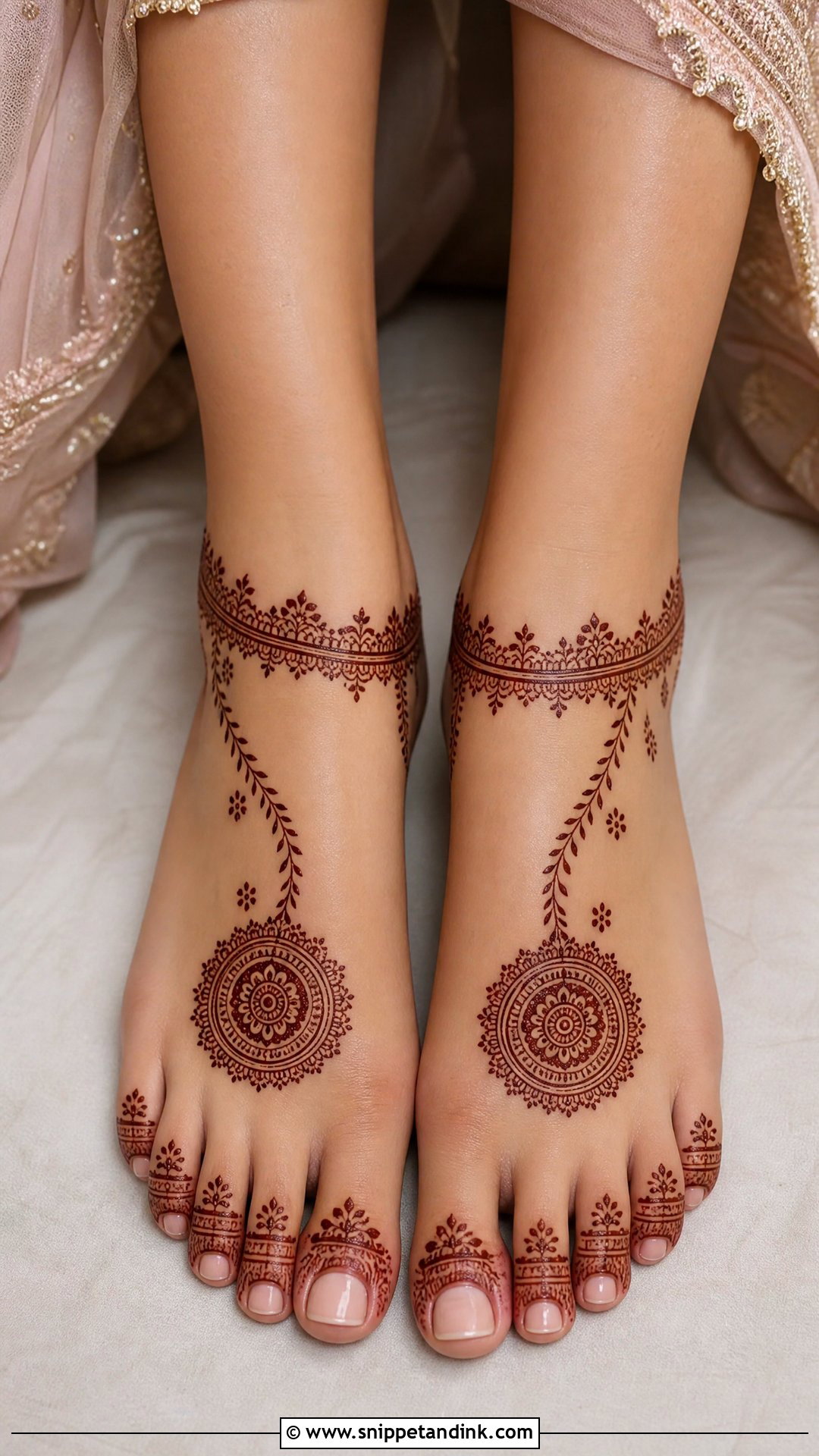Minimal Bridal Leg Mehndi Design - Snippet and Ink - 20 Bridal Mehndi Designs for Leg