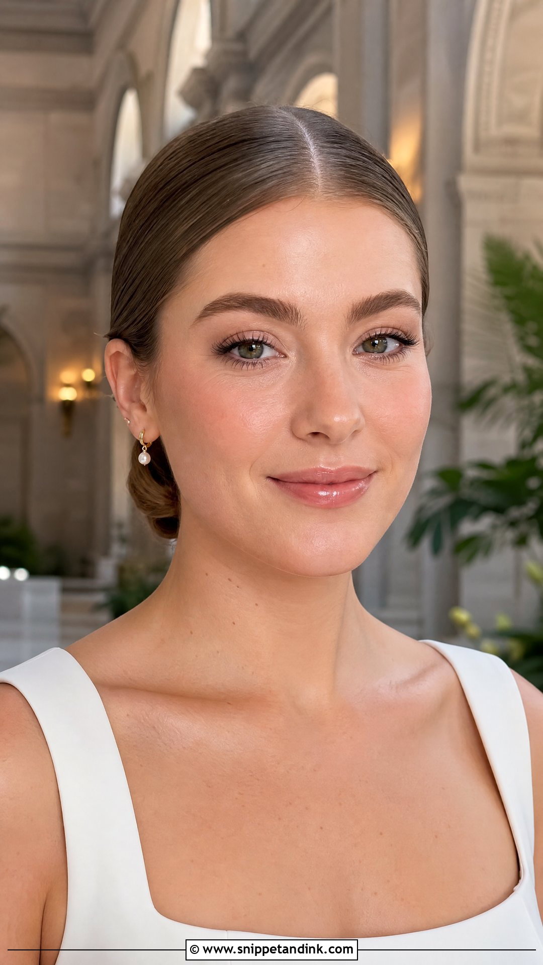 Minimal Bridal Makeup With Glossy Lips - Snippet and Ink - 20 No Makeup Makeup Bridal Ideas
