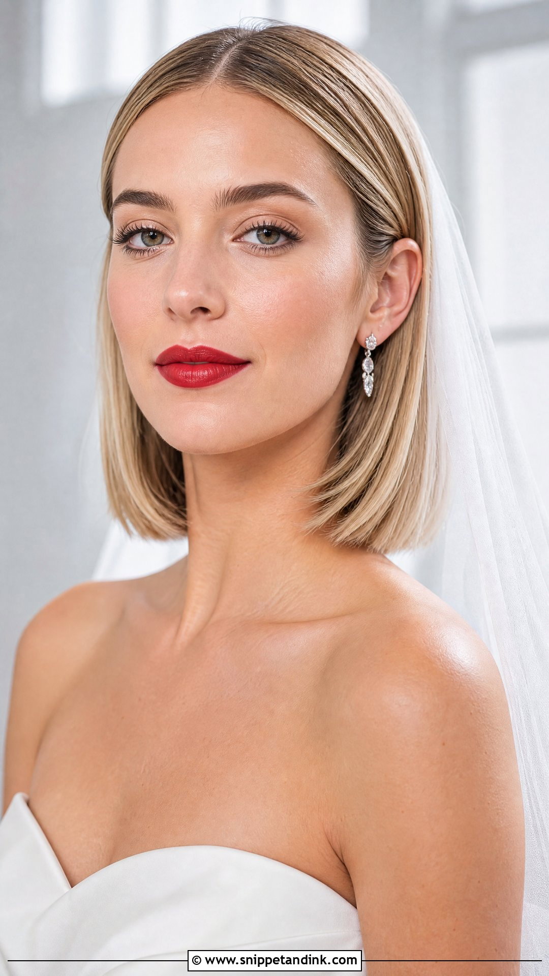 Minimal Bridal Makeup With Red Lipstick - Snippet and Ink - 20 Bride Red Lipstick Ideas