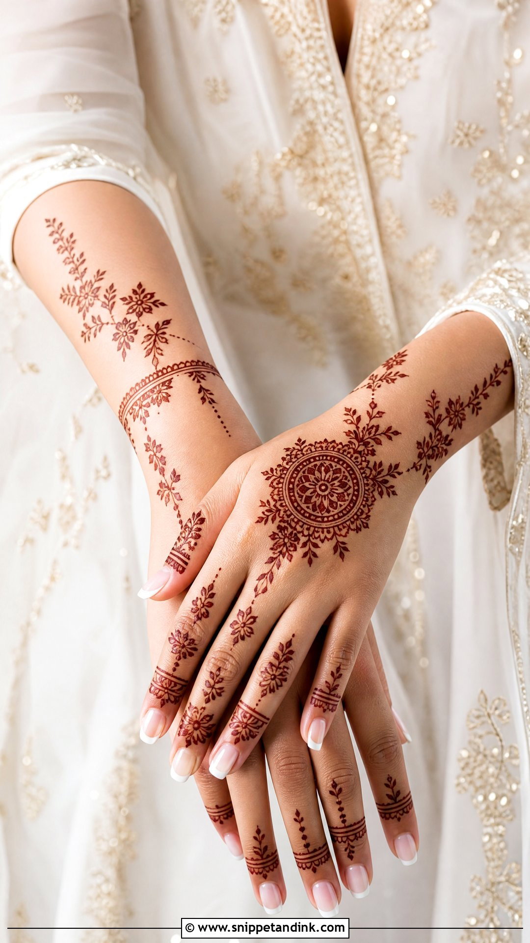Minimal Bridal Mehndi Design - Snippet and Ink - 20 Bride Hand Mehndi Designs