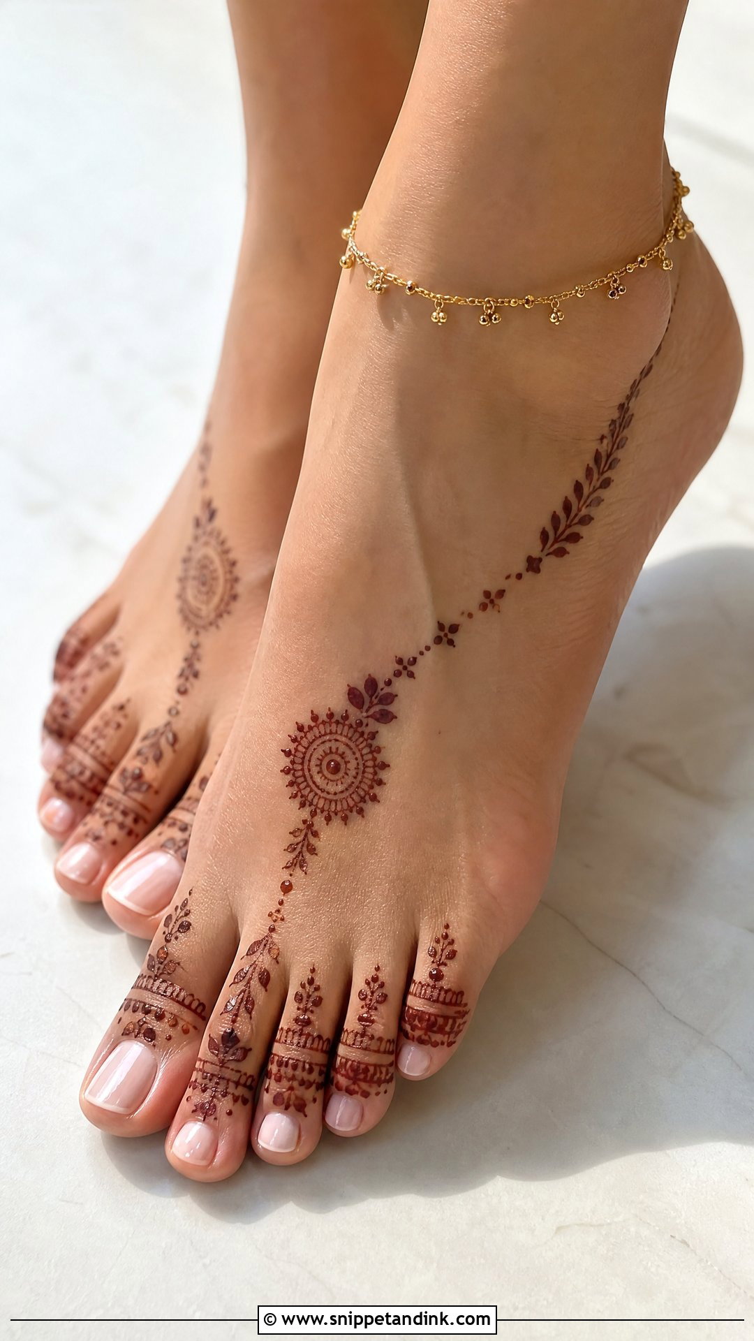 Minimal Bridal Mehndi Design For Feet - Snippet and Ink - 20 Bridal Mehndi Designs for Feet