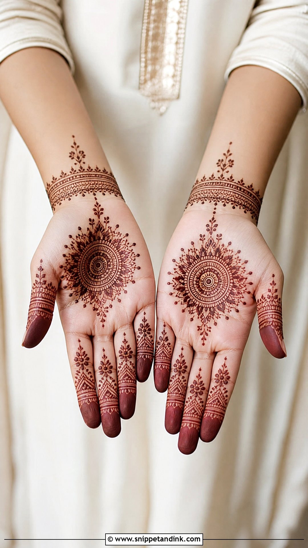 Minimal Bridal Mehndi Front Hand - Snippet and Ink - 20 Front Bridal Mehndi Designs