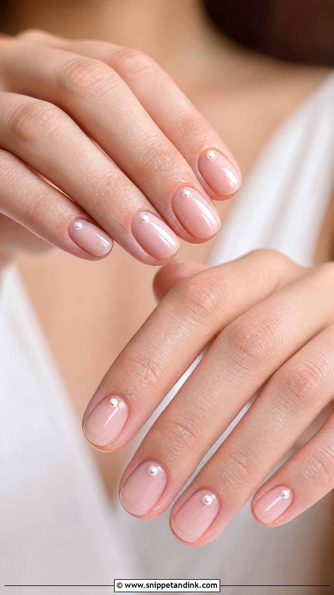 Minimal Bridal Nails With Pearls - Snippet and Ink - 25 Bridal Nails with Pearls