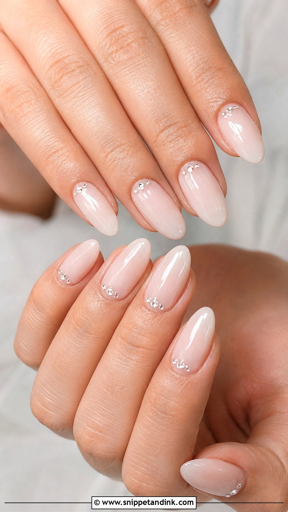 Minimal Bridal Nails With Tiny Crystals - Snippet and Ink - 20 Nail Art for Bridal Ideas
