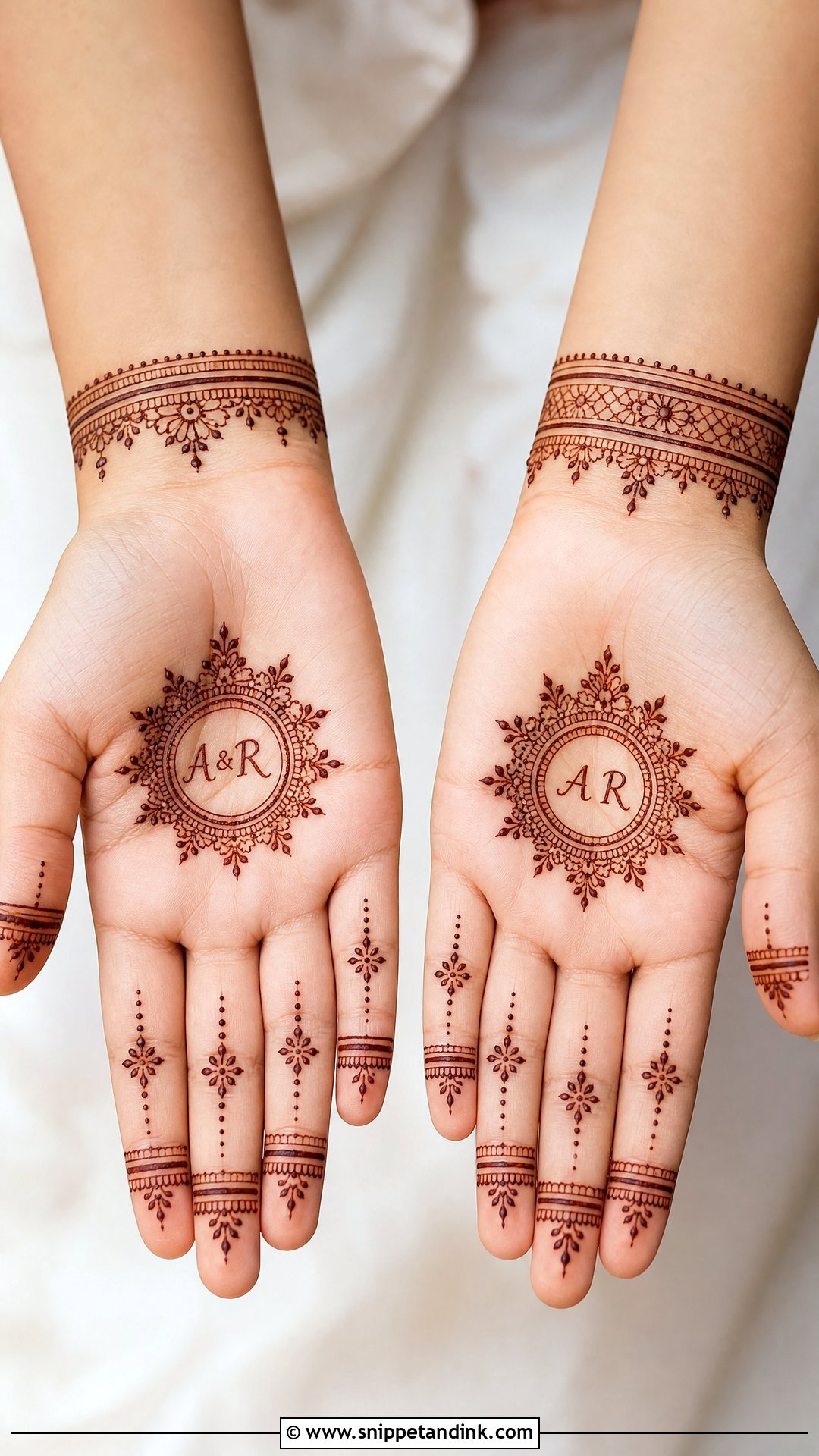Minimal Bride Groom Mehndi Design - Snippet and Ink - 20 Bride Groom Mehndi Designs