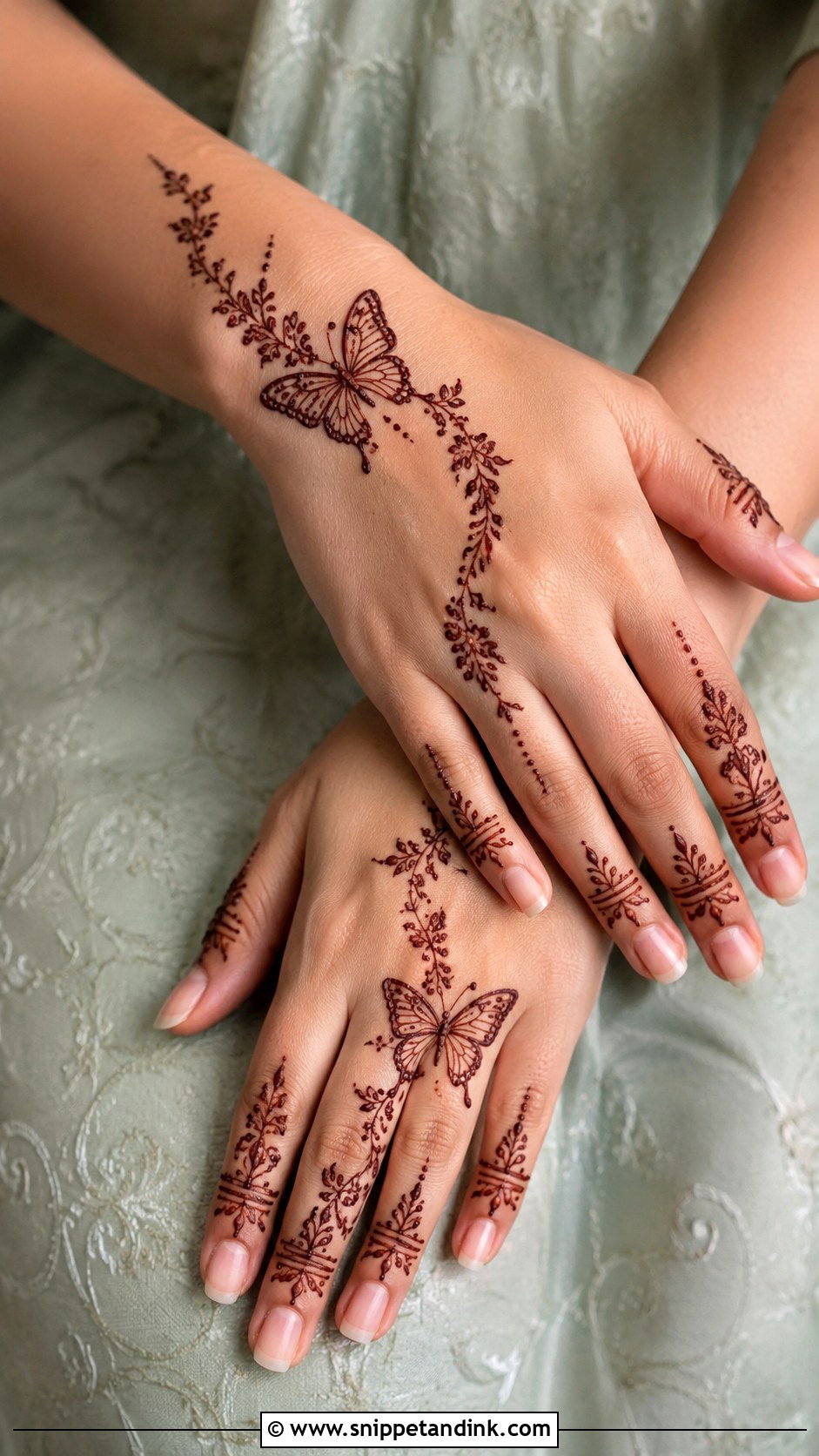 Minimal Butterfly Back Hand Mehndi Design - Snippet and Ink - 30 Modern Minimal Back Hand Mehndi Designs