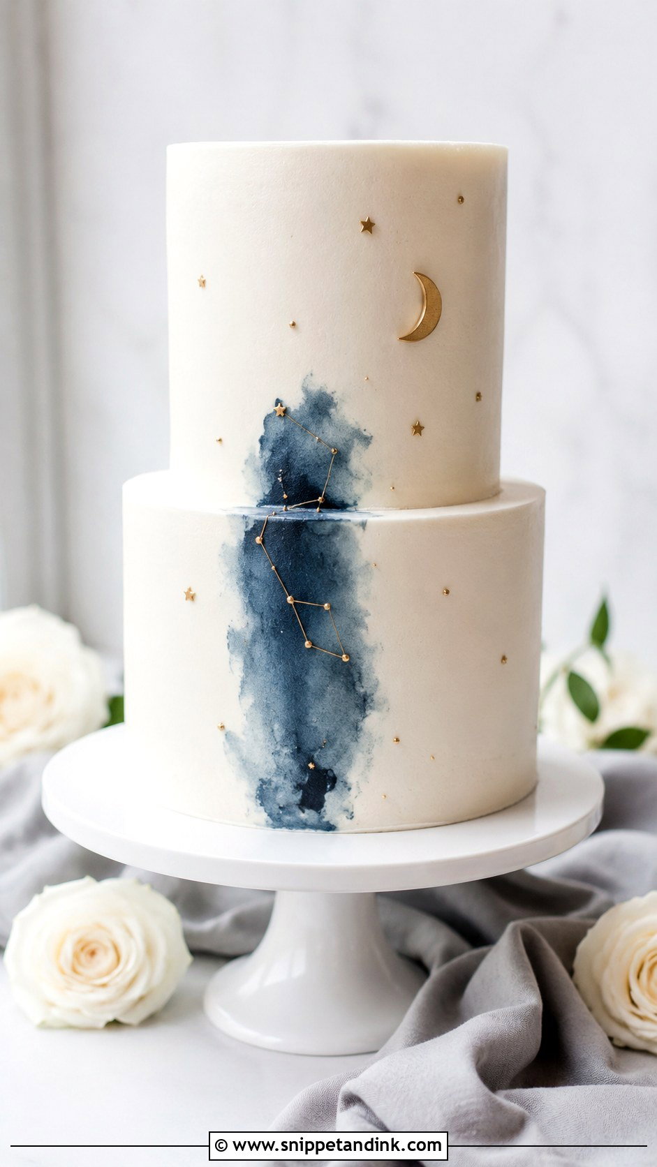 Minimal Cosmos Wedding Cake - Snippet and Ink - 20 Cosmos Cake Ideas for Wedding