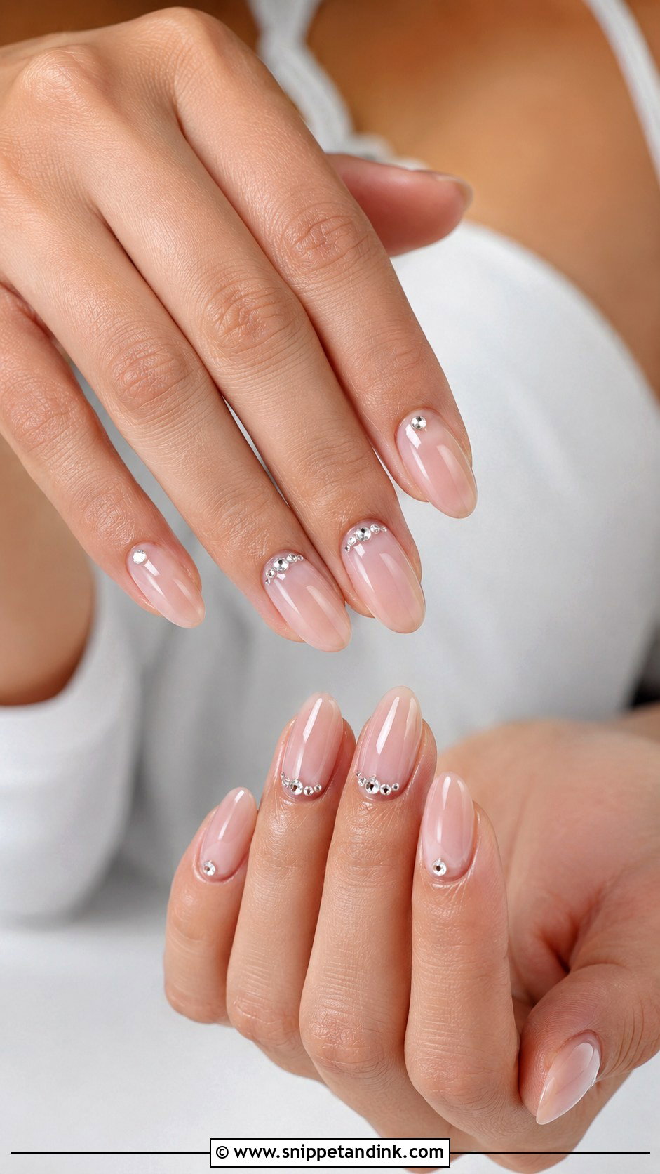 Minimal Crystal Bridal Nails - Snippet and Ink - 20 Bridal Nail Inspo 2025 Ideas