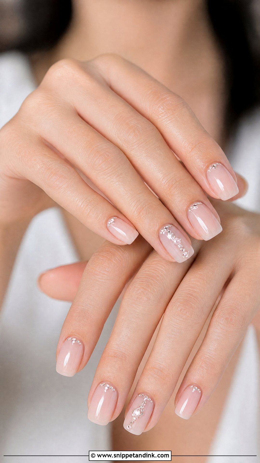 Minimal Crystal Wedding Nails - Snippet and Ink - 25 Unique Wedding Nails