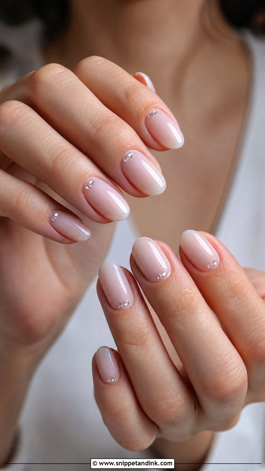 Minimal Crystal Wedding Nails - Snippet and Ink - 25 Wedding Party Nails