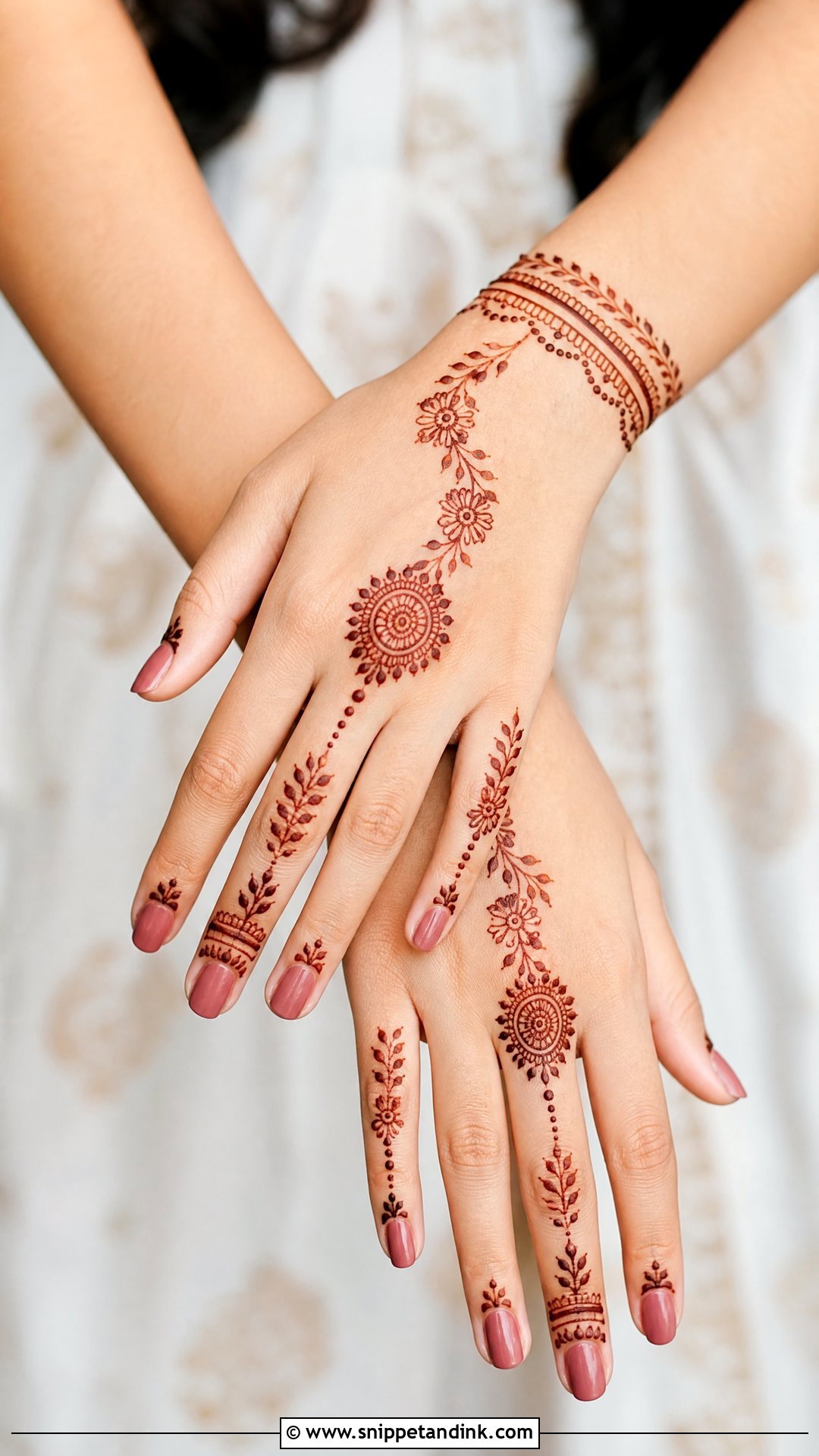 Minimal Engagement Mehndi Design - Snippet and Ink - 20 Engagement Bride Mehndi Designs
