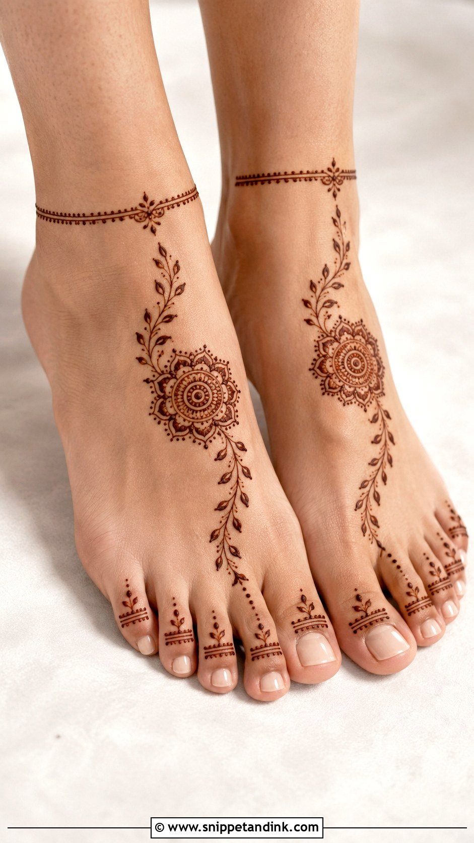 Minimal Feet Mehndi Design - Snippet and Ink - 35 Feet Mehndi Designs