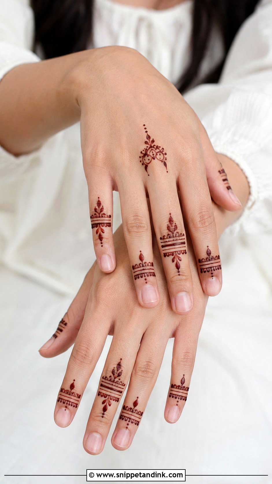 Minimal Finger Back Hand Mehndi Design - Snippet and Ink - 35 Simple Back Hand Mehndi Designs