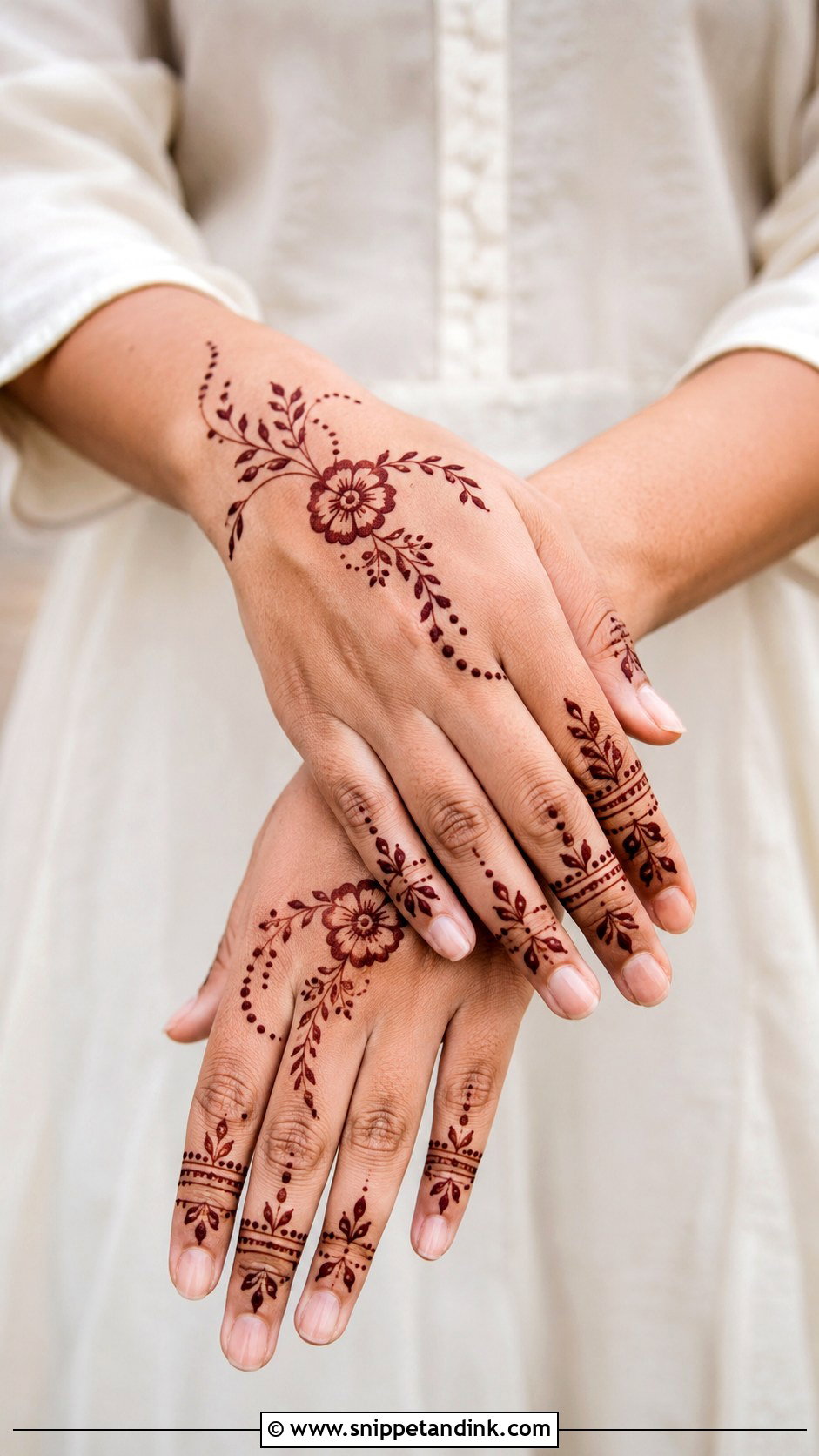 Minimal Floral Back Hand Mehndi Design - Snippet and Ink - 30 Modern Minimal Back Hand Mehndi Designs