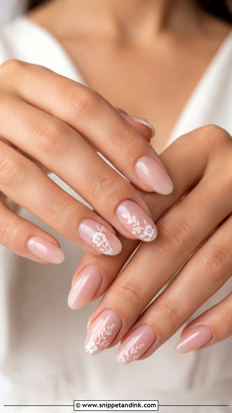 Minimal Floral Bridal Nails - Snippet and Ink - 20 Minimal Bridal Nails