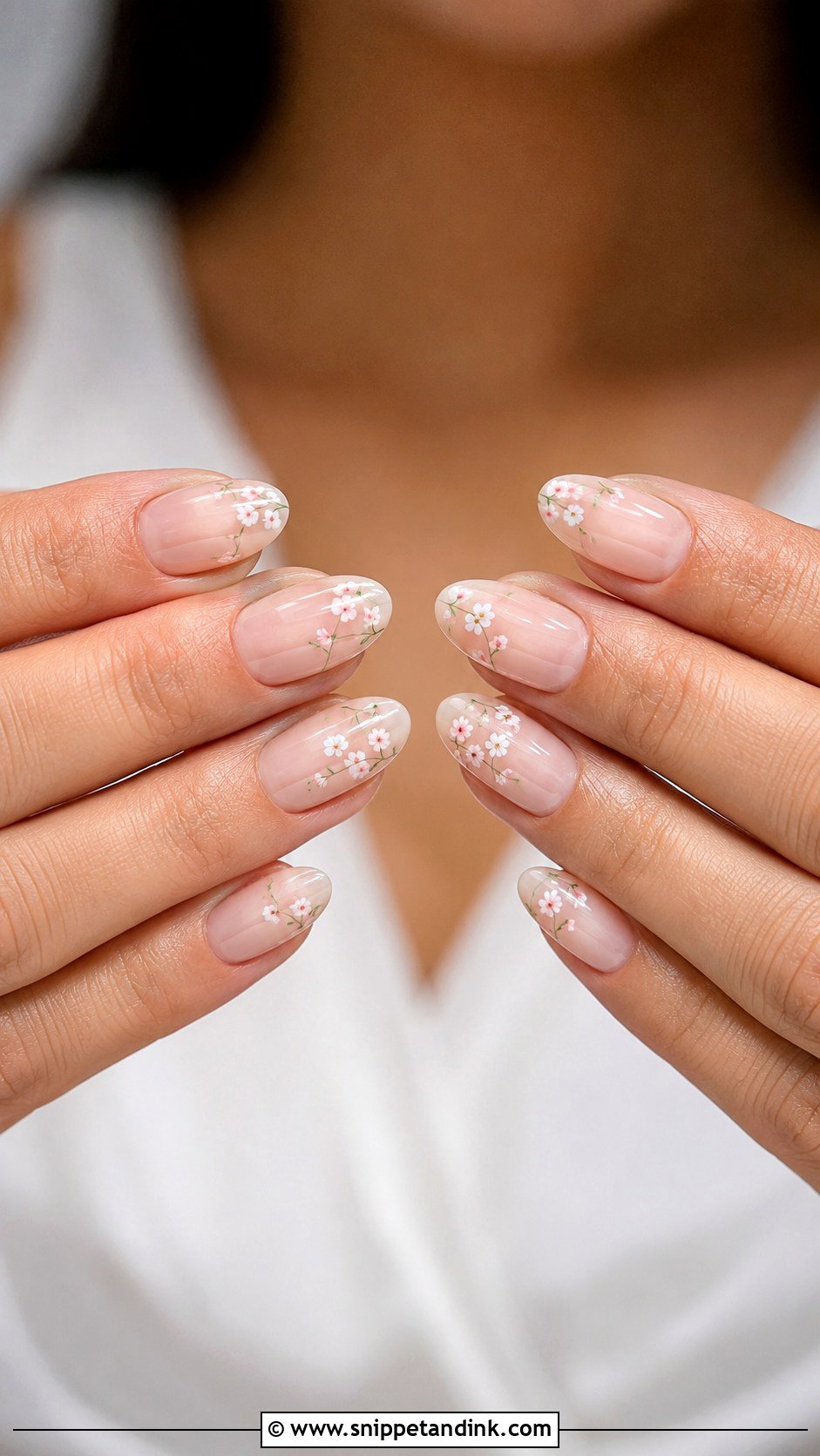 Minimal Floral Bridesmaid Nails - Snippet and Ink - 20 Bridesmaid Wedding Nail Inspo Ideas