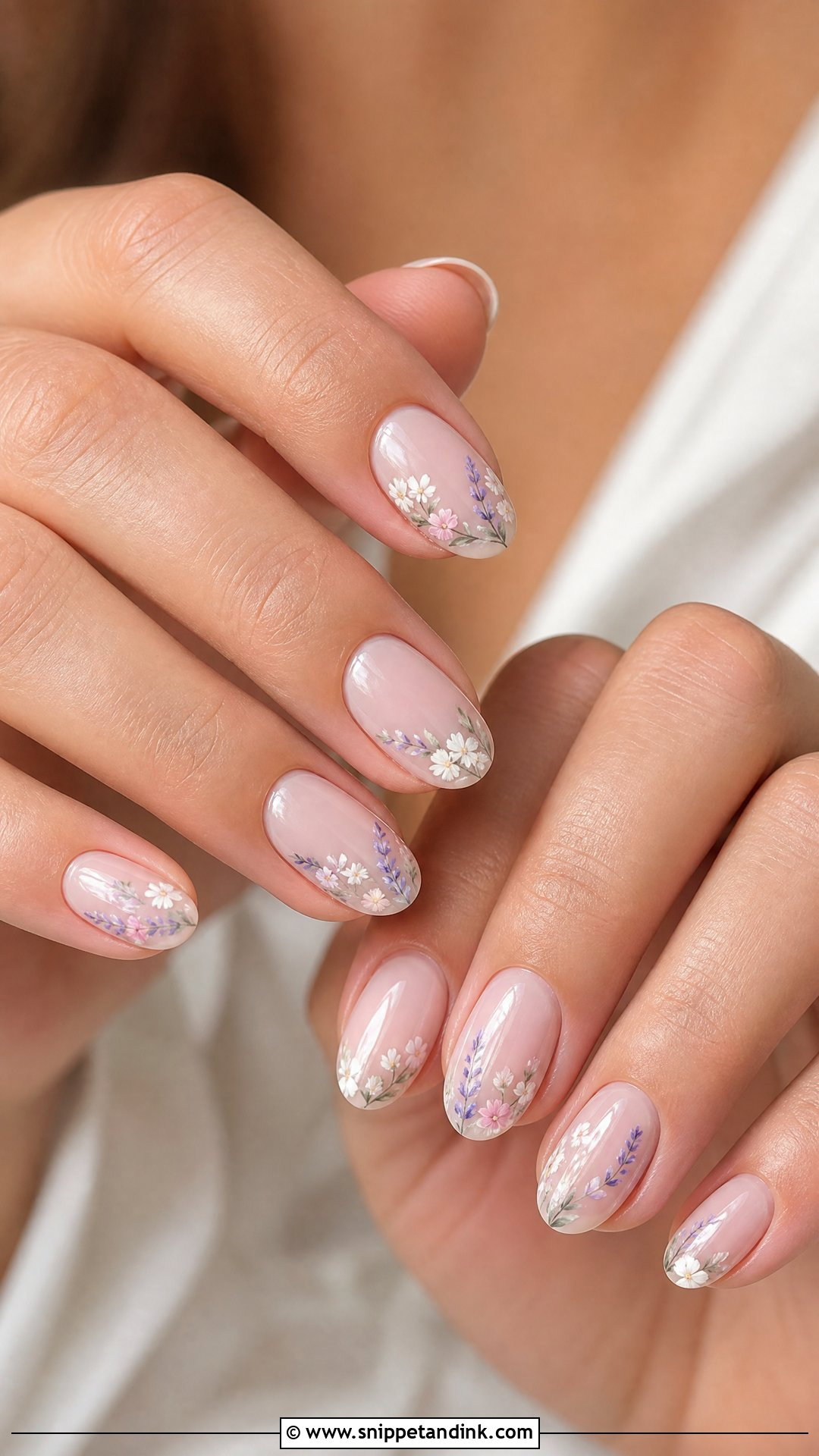 Minimal Floral Spring Wedding Nails - Snippet and Ink - 25 Spring Wedding Nails