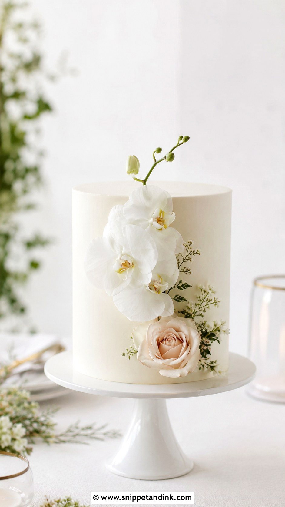 Minimal Floral Wedding Cake - Snippet and Ink - 20 Simple Floral Wedding Cake Ideas
