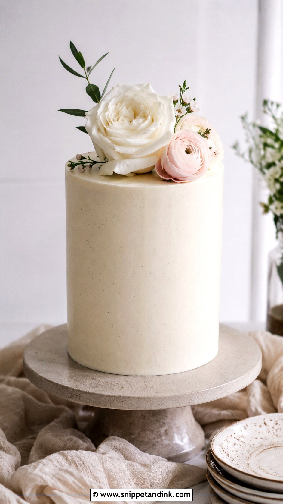Minimal Floral Wedding Cake - Snippet and Ink - 20 Aesthetic Floral Cake Ideas for Wedding