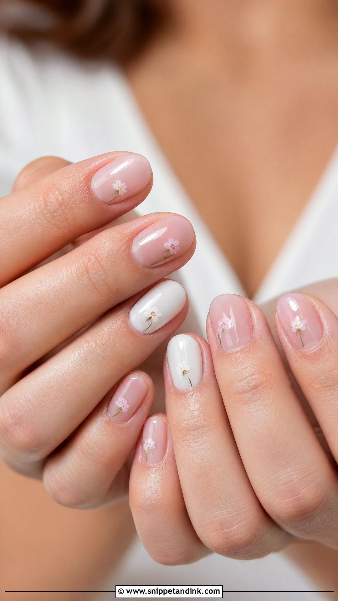 Minimal Floral Wedding Nails - Snippet and Ink - 25 Floral Wedding Nails