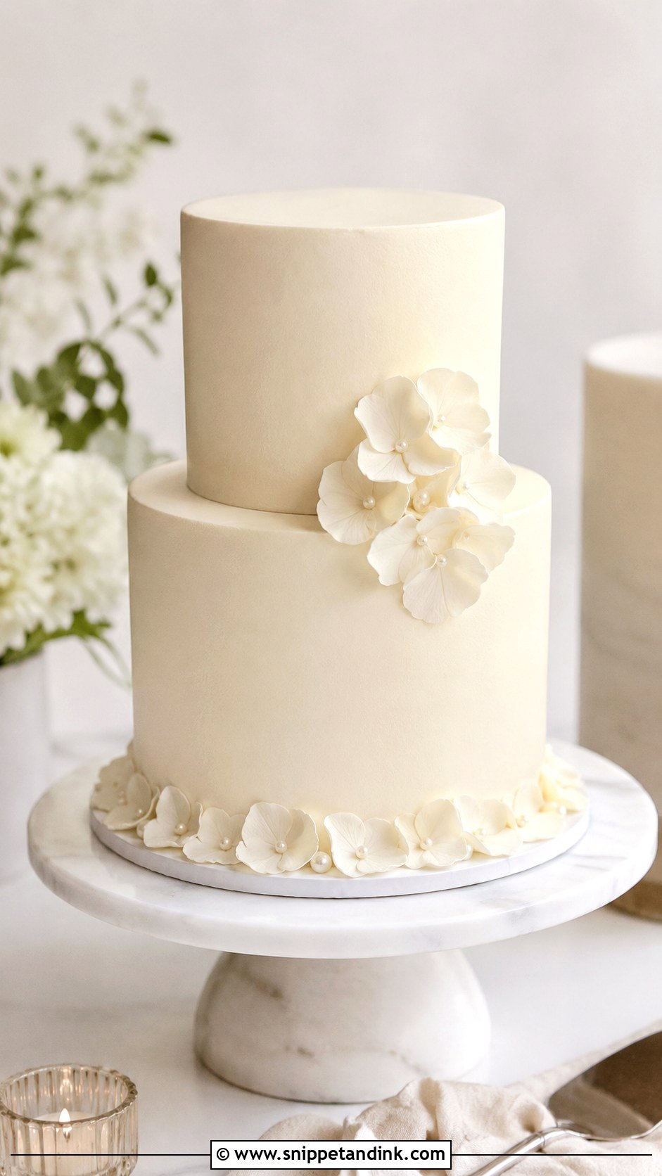 Minimal Flower Petal Wedding Cake - Snippet and Ink - 20 Flower Petal Wedding Cake Ideas